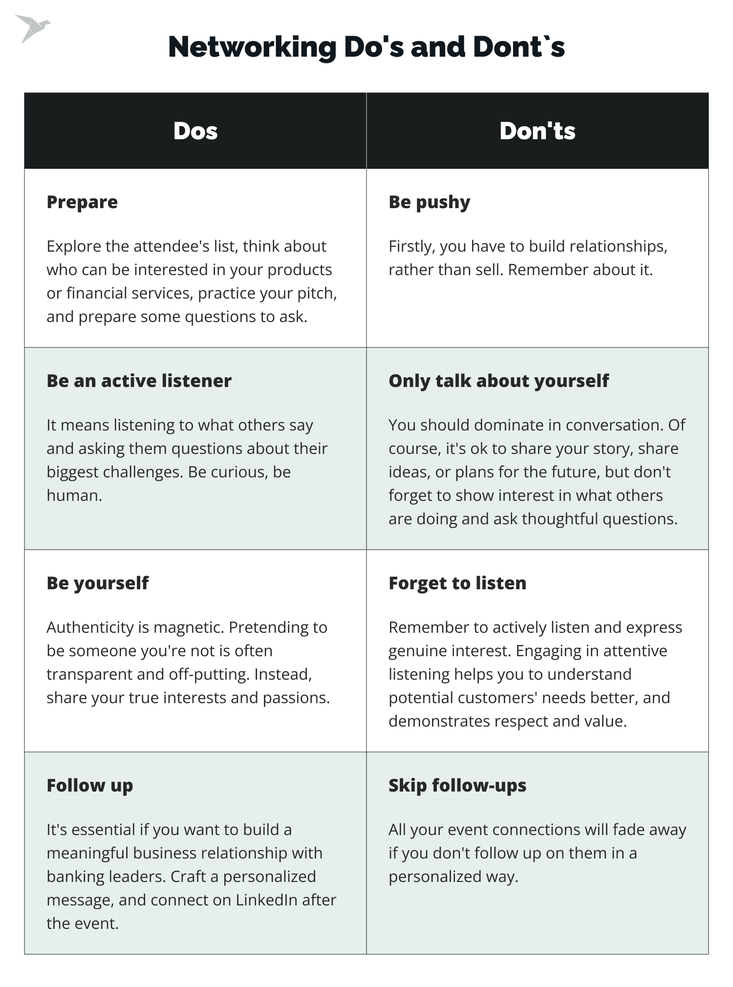 Networking Do's and Dont`s