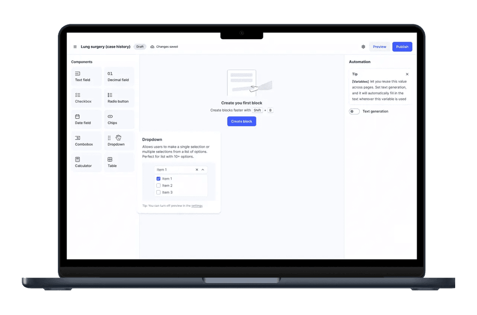 Building an intuitive digital platform for medical form creation and management
